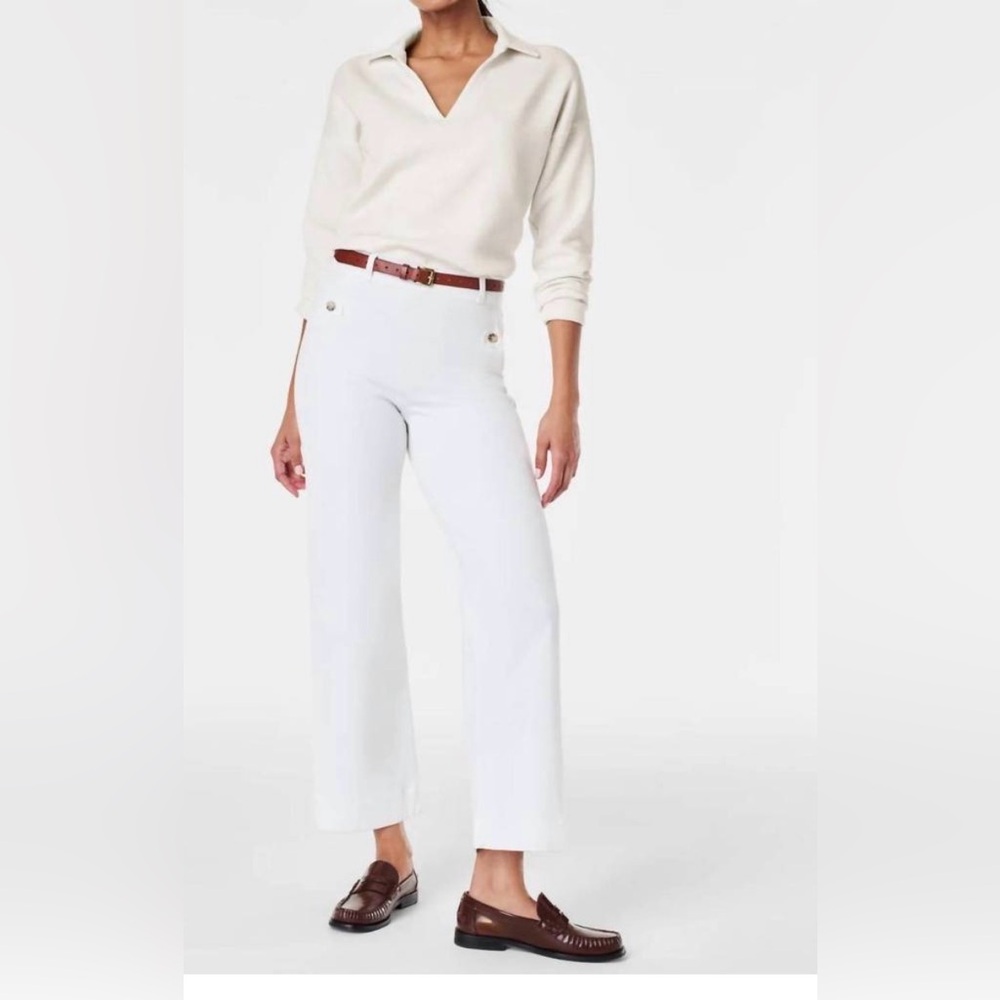 NEW SPANX strech twill cropped pant in bright white XL TALL NWT